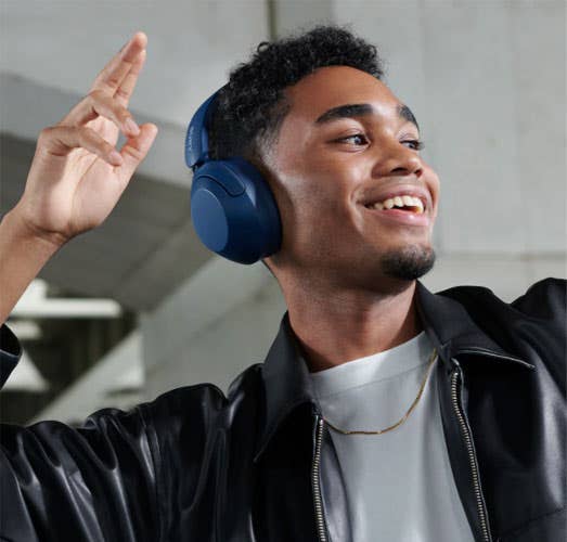 Male enjoying his headphones